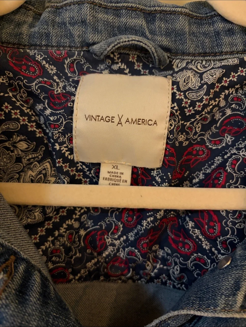 Vintage x America Blue Denim Jacket with Button-Front